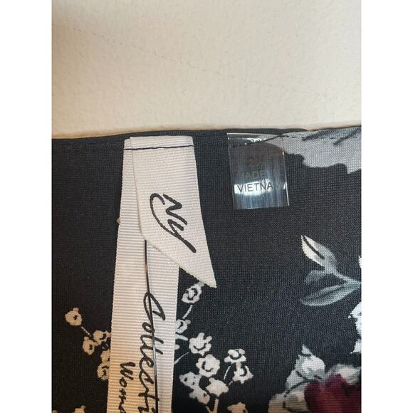 NY Collection Womens Floral Print Round Neck Dress Flutter Sleeve Size 2X Black - Picture 4 of 7